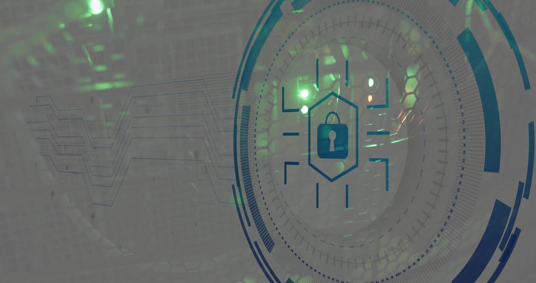 Digital Security Interface Over Server Technology Background