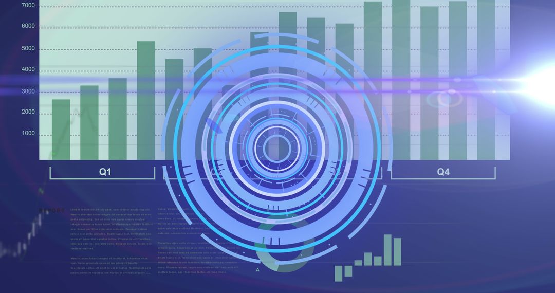 Futuristic Interface with Data Charts and Digital Elements