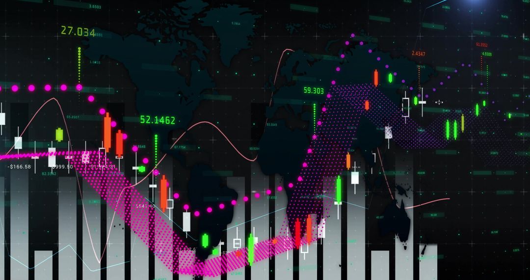 Abstract Financial Data Visualization on World Map Dashboard