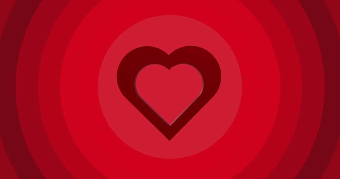 Red Heart on Concentric Circles Background
