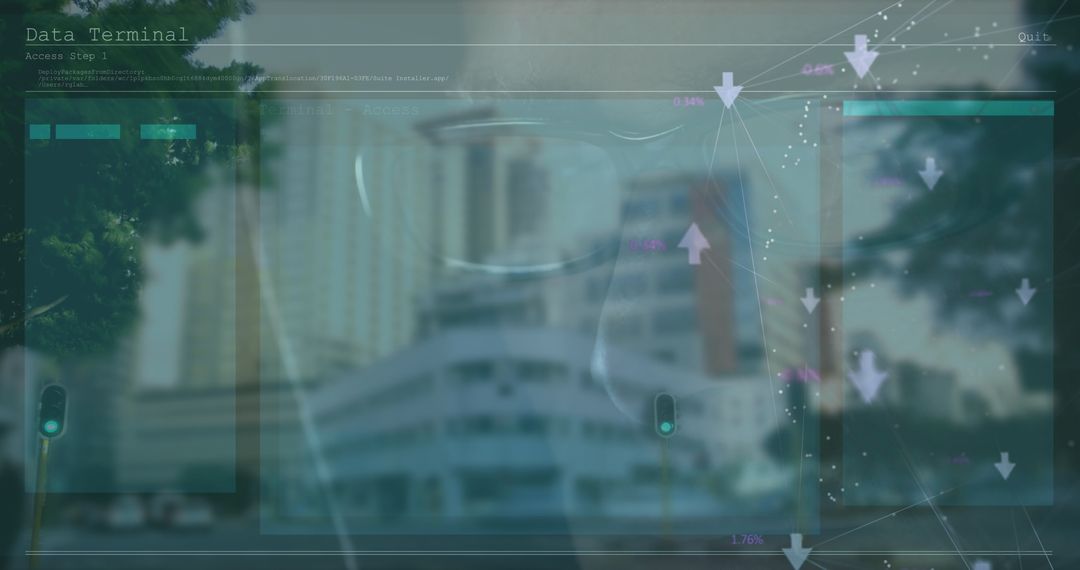 Abstract Digital Interface over Urban Cityscape