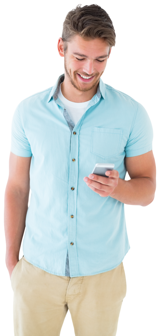 Handsome Young Man Using Smartphone Transparent Background - Download Free Stock Images Pikwizard.com