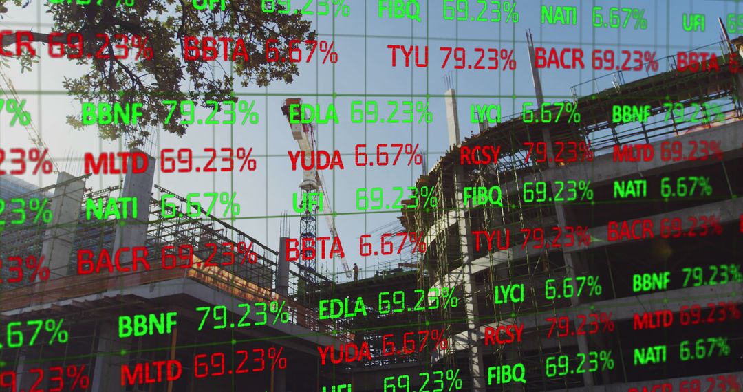 Financial Data and Construction Site Symbolize Market Growth