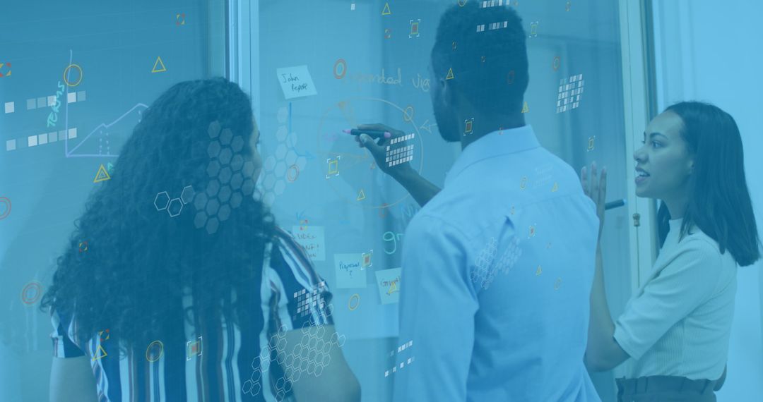 Team Collaboration on Data Analysis in Modern Office Setting