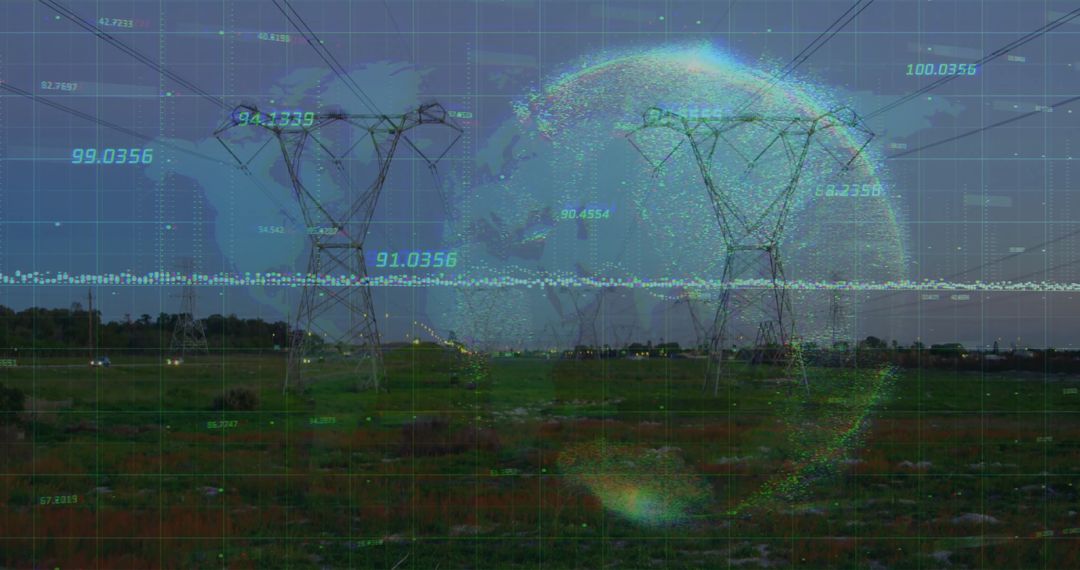 Futuristic Power Grid with Digital Data Innovation Overlay