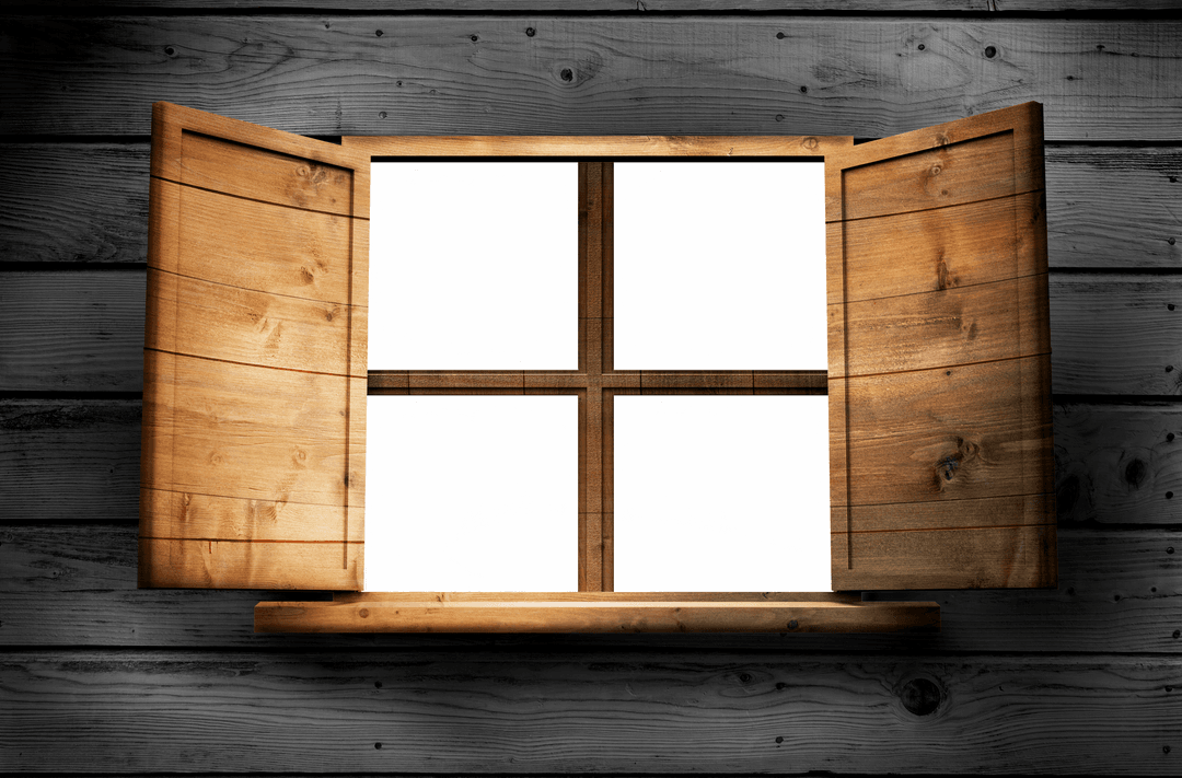 Wooden Wall Window Aperture with Transparent Background Illustration
