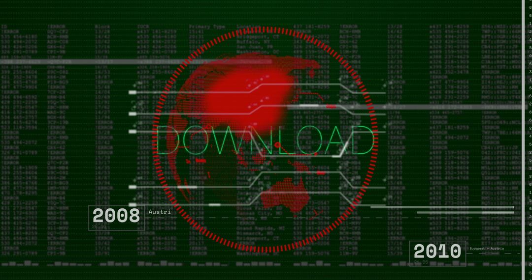 Abstract Cyber World Map Download Interface with Data Streams