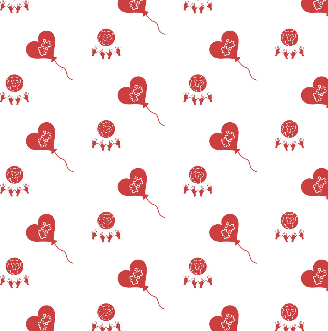 Heart Balloon and Earth Pattern on Transparent Background