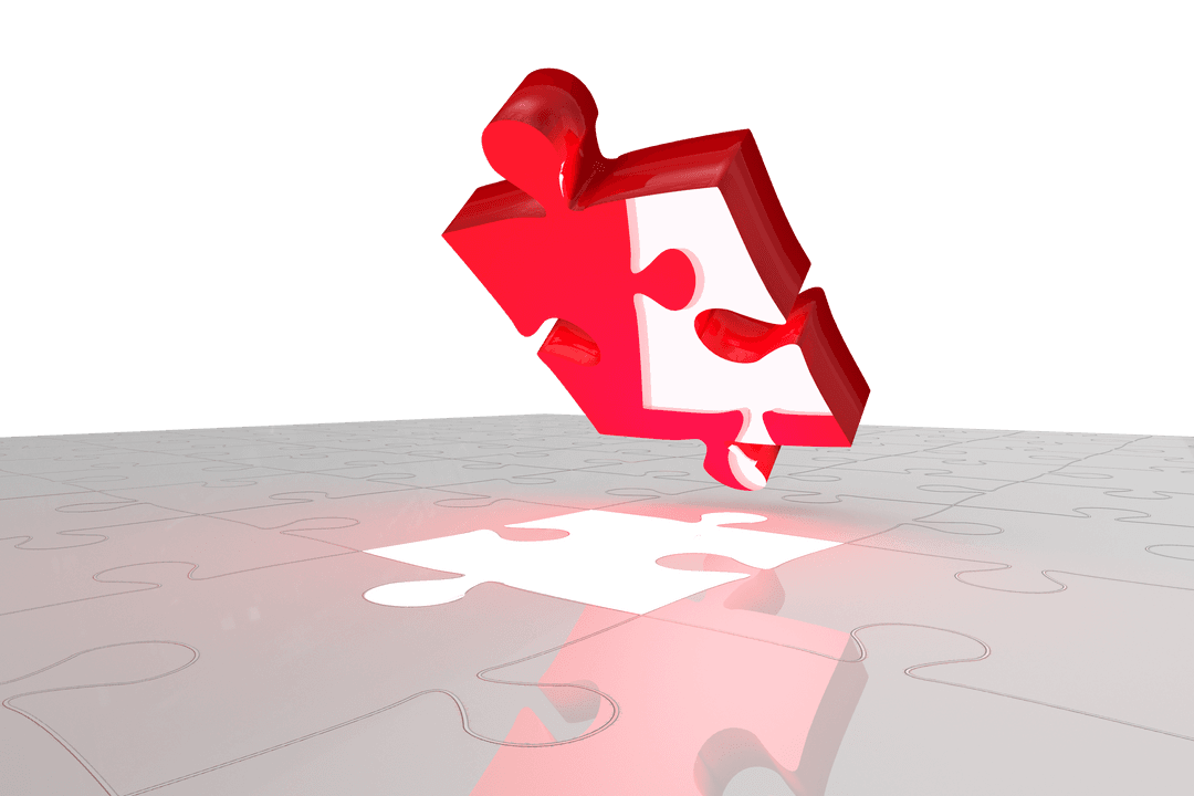 Red Puzzle Piece On Transparent Background In 3D Illustration