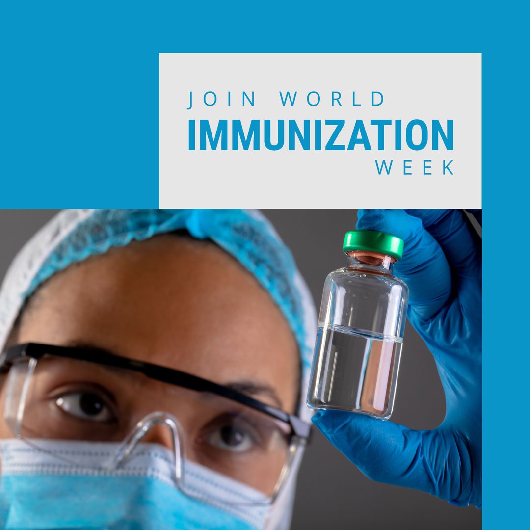 Close-Up of Doctor Promoting World Immunization Week Awareness