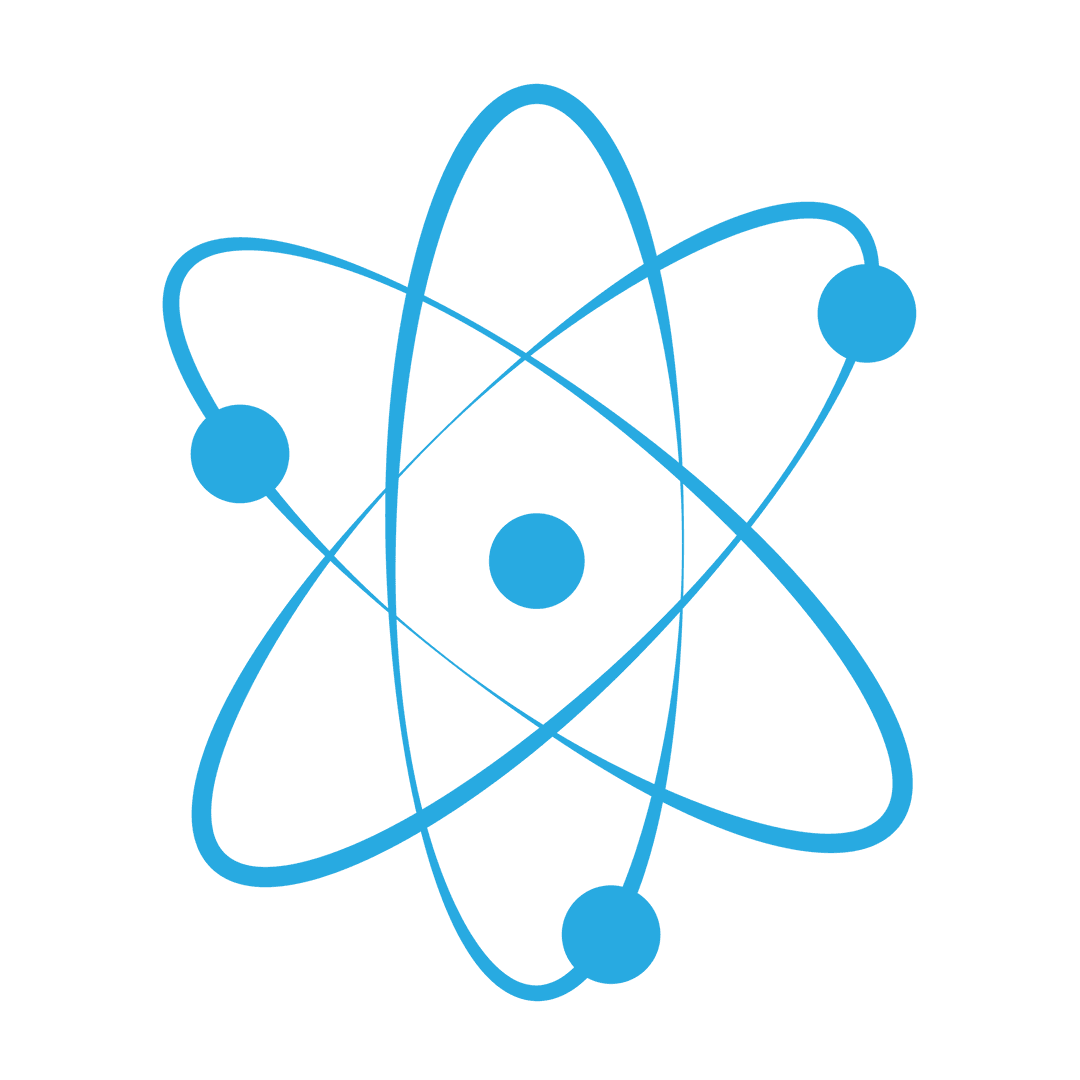 Blue Molecule Structure Icon on Transparent Background