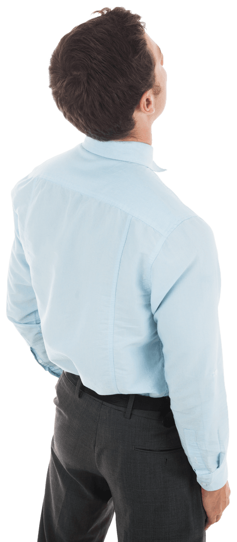 Transparent Back View Businessman Hands in Pockets