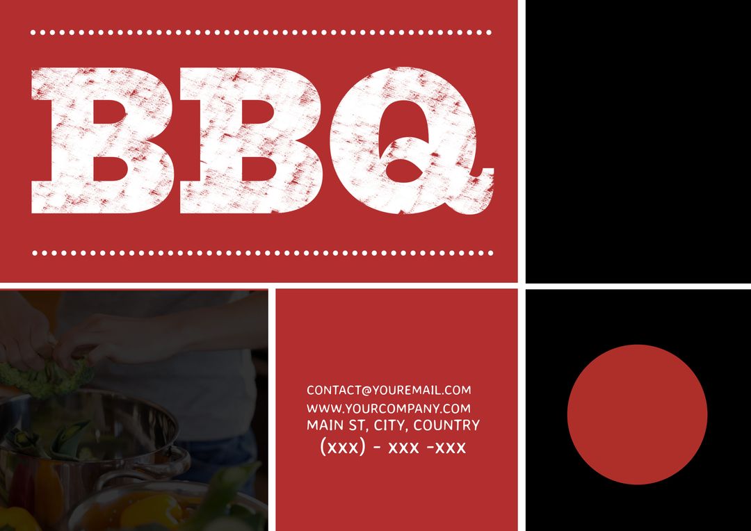 Bold BBQ Invitation on Vibrant Red Background