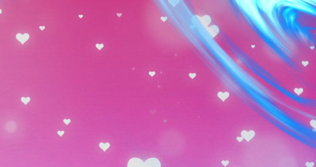 Glowing Light Trails With Falling Hearts on Pink Background