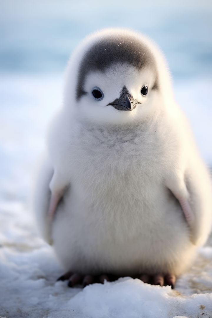 Charming Baby Penguin Standing on Snowy Ground - Free Images, Stock Photos and Pictures on Pikwizard.com