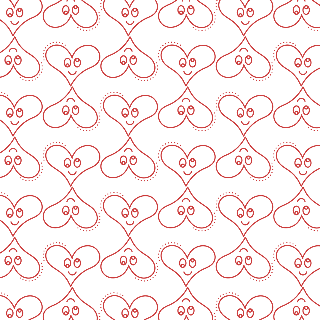 Intricate Red Heart Pattern on Transparent Background