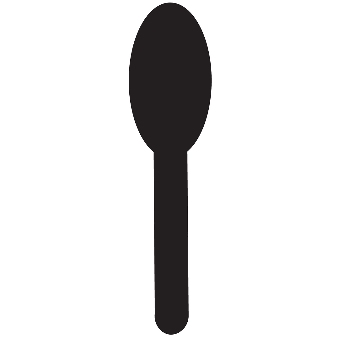 Solid Black Spoon Silhouette on Transparent Background
