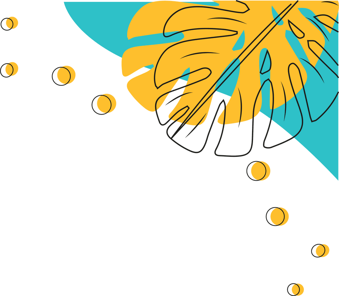 Vibrant Flat Design Monstera Leaf on Transparent Background