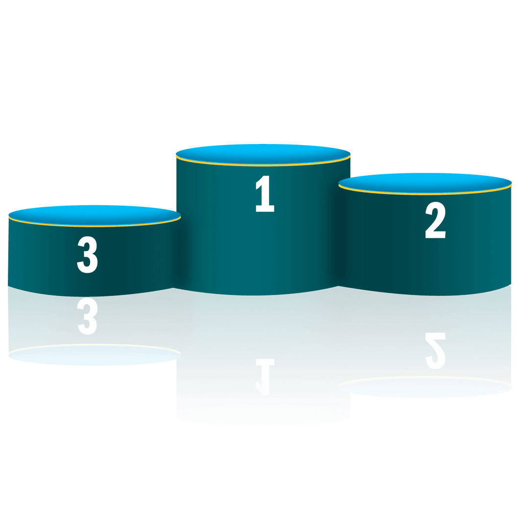 Blue Digital Podium on Transparent Background for Competitions