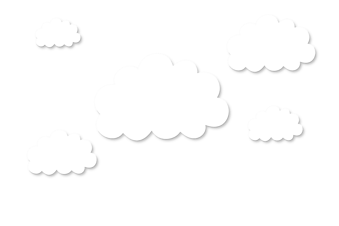 Digital White Clouds with Stylish Cutout on Transparent Background
