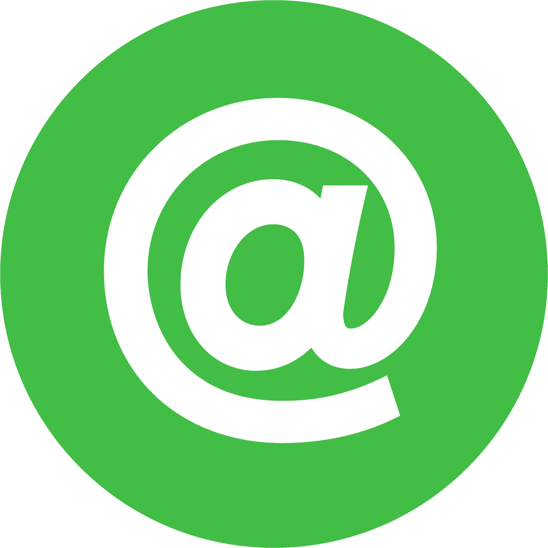 Green Circle with At Symbol on Transparent Background