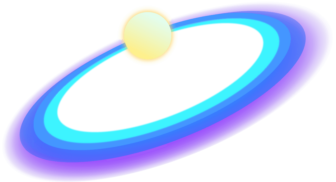 Transparent Gradient Ringed Planet with Yellow Glow in Space
