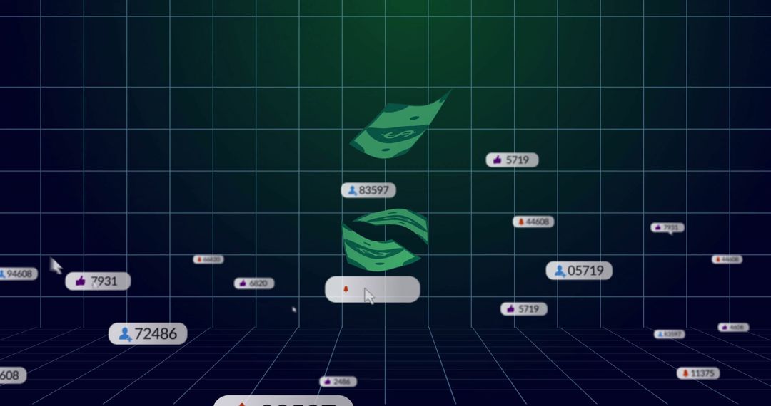 Futuristic Digital Analytics with Floating Dollar Icon