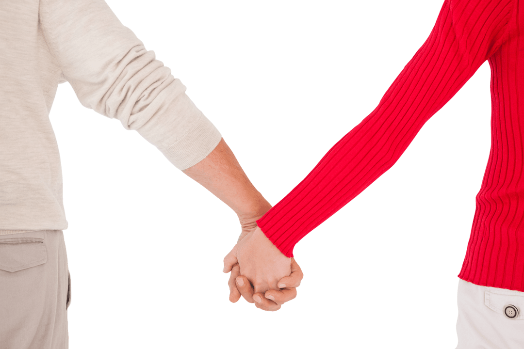 Transparent Couple Holding Hands in Rear View