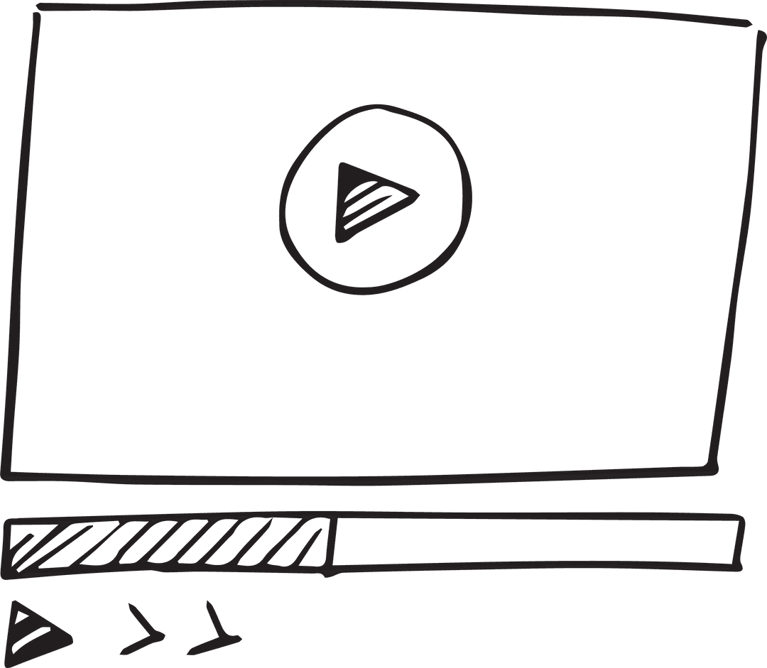 Transparent Hand-Drawn Play Icon on Video Screen