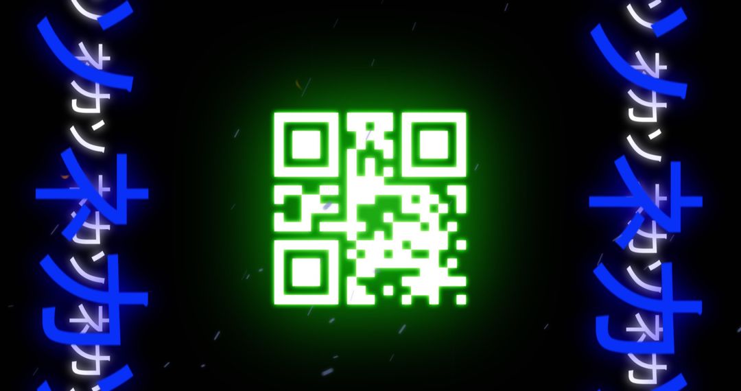 Glowing Neon QR Code on Digital Background