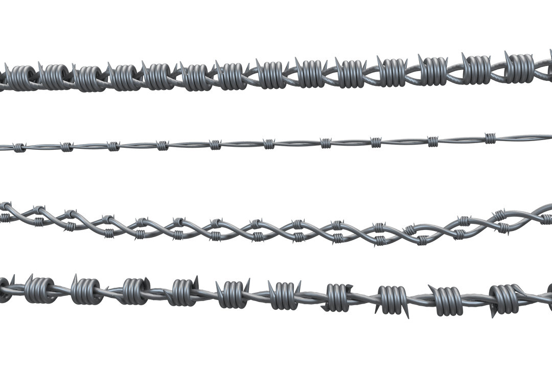 Transparent Digital Illustration of Barbed Wire Rows