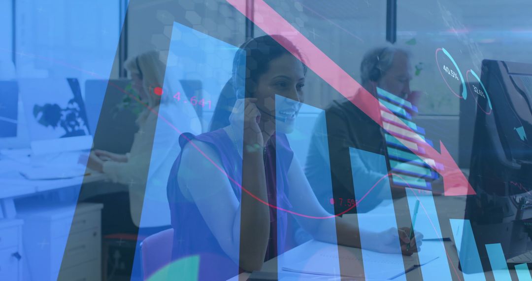 Finance Data Analytics Overlay in Modern Office Environment