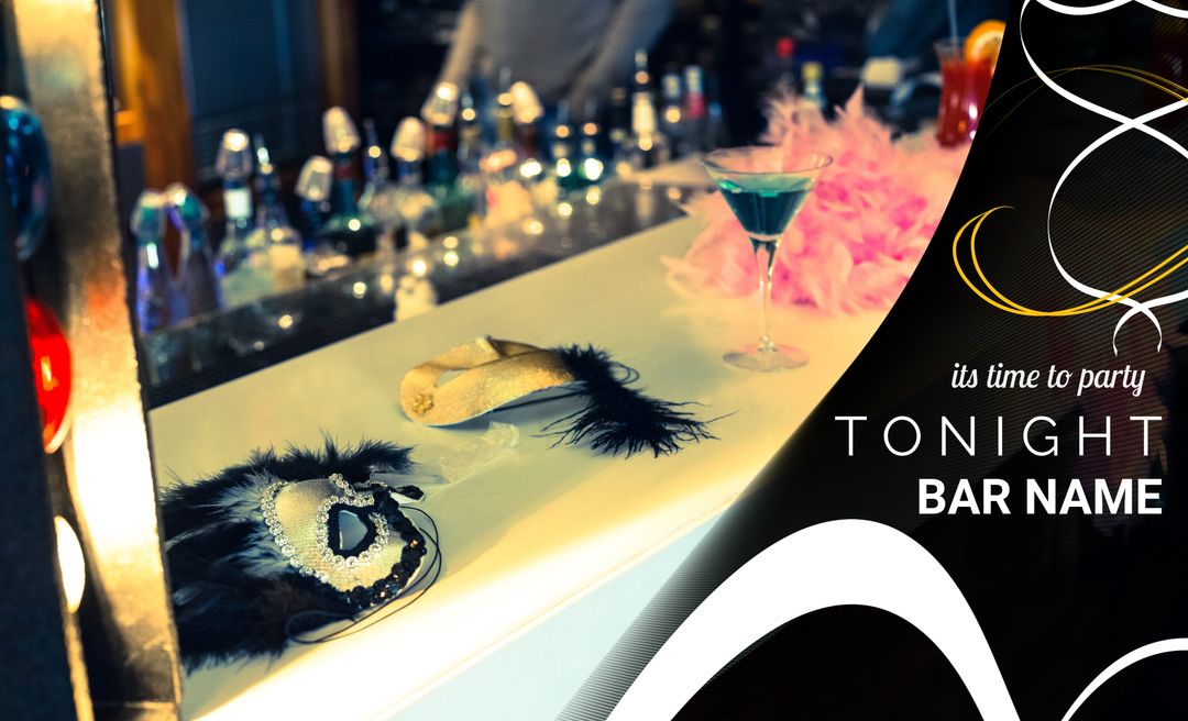 Masquerade Party Theme with Cocktails and Masks for Nightlife Event