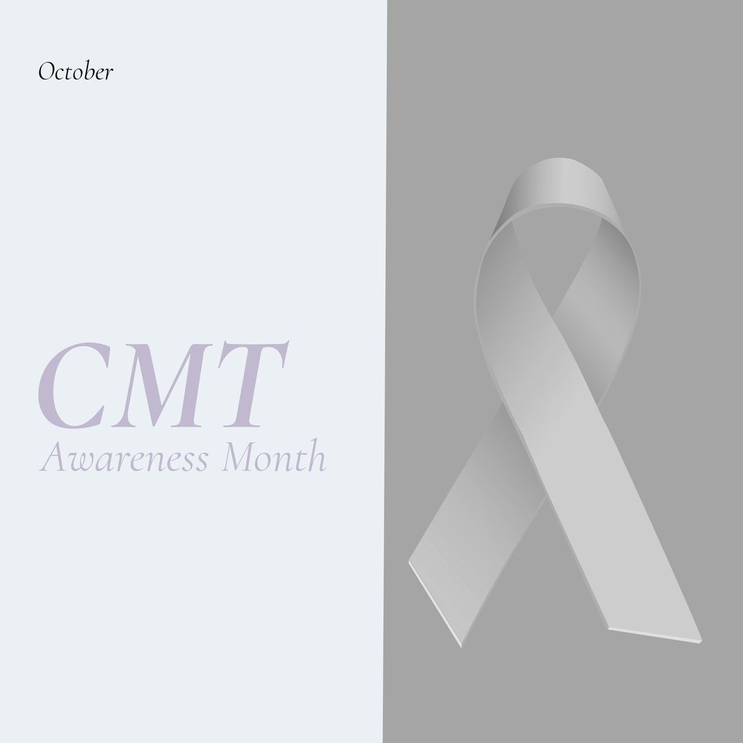 Composition of cmt awareness month text with grey ribbon on grey background - Download Free Stock Templates Pikwizard.com