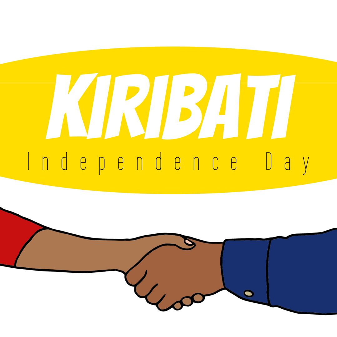 Kiribati Independence Day Celebration with Diverse Hands Shaking