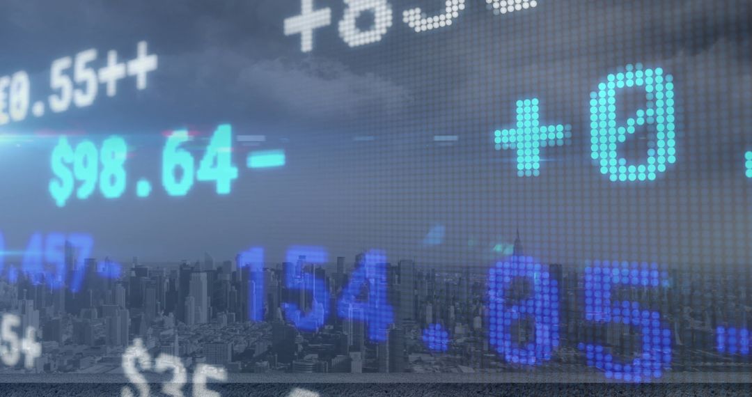 Stock Market Figures with Overlayed Cityscape