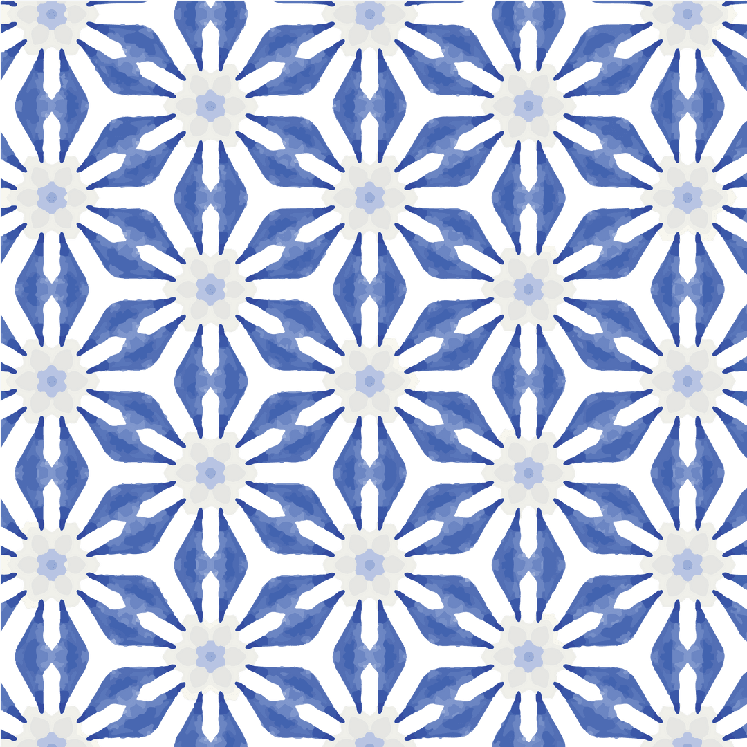 Blue Floral Pattern on Transparent Background for Design Use