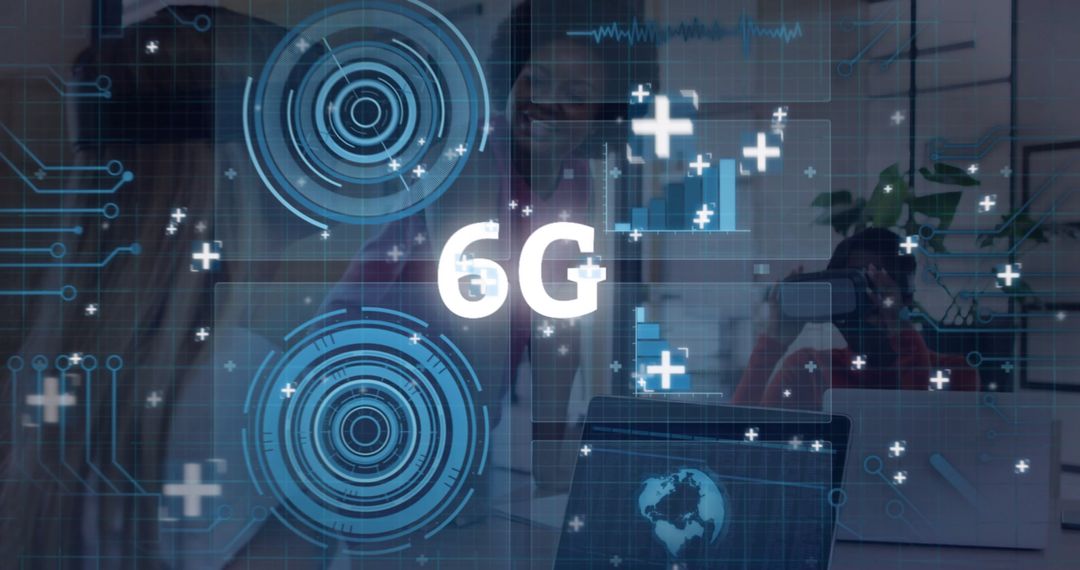 Futuristic 6G Technology Interface in Modern Office