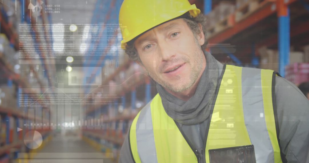 Warehouse Worker Analyzing Data in Modern Facility