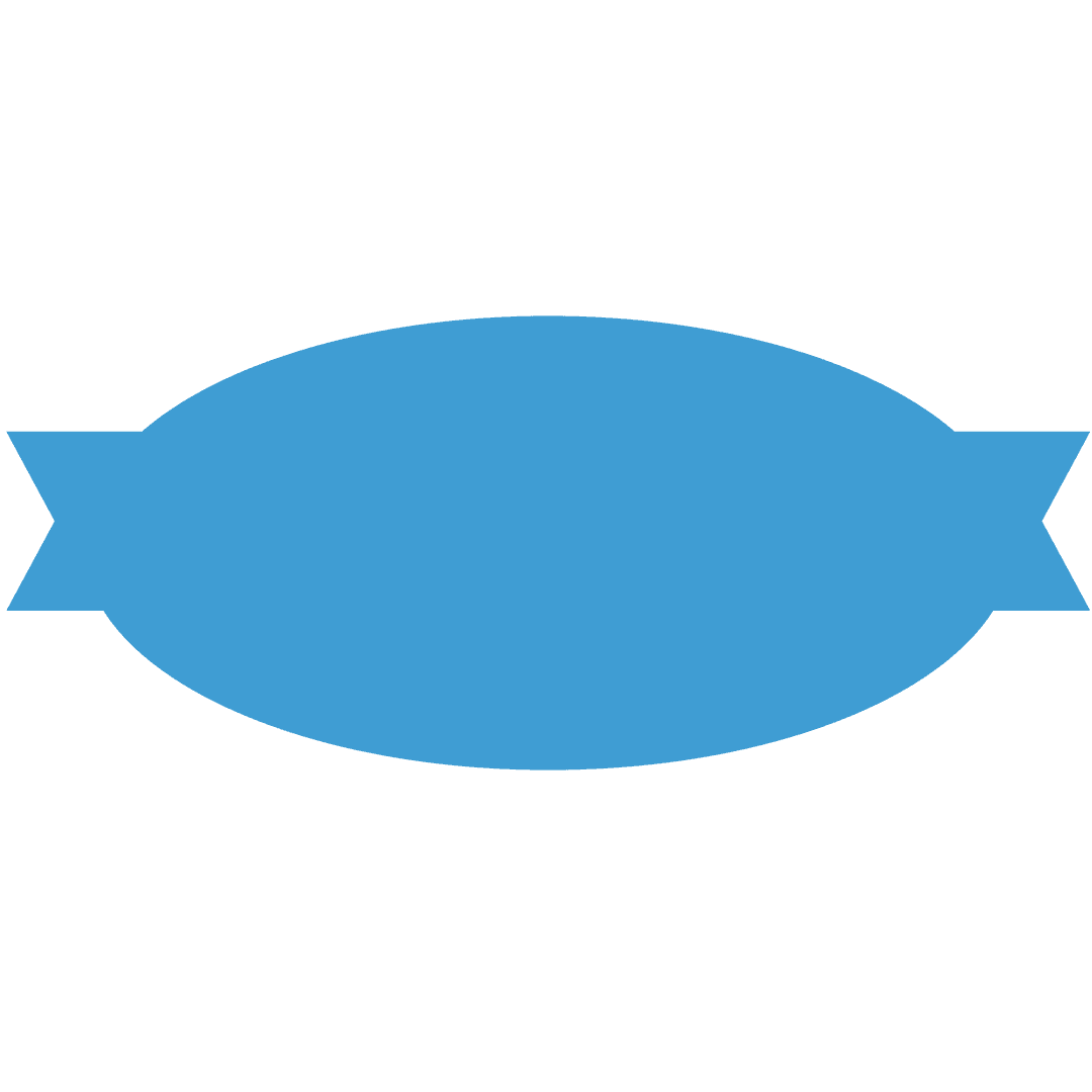 Blue Elliptical Banner with Ribbon on Transparent Background