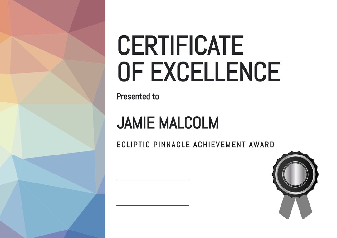 Certificate of Excellence with Geometric Pattern Background - Download Free Stock Templates Pikwizard.com