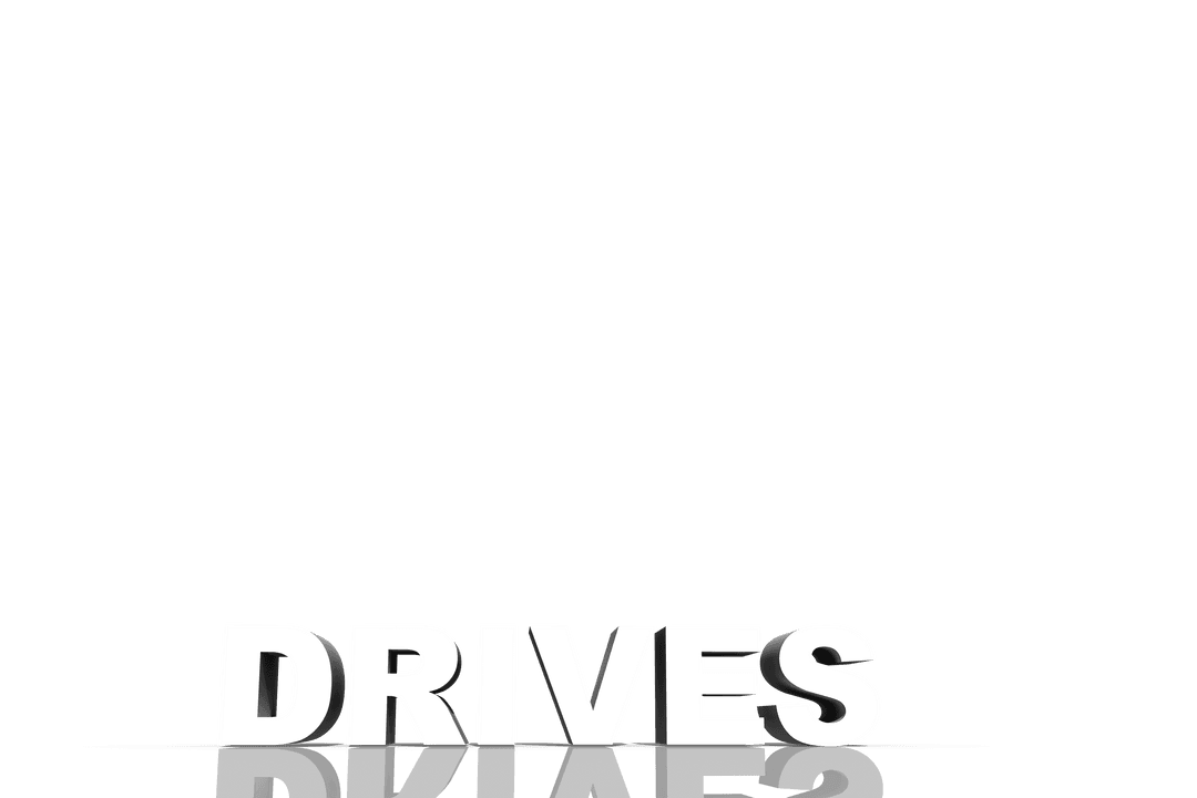 Bold White Drives Text on Transparent Background