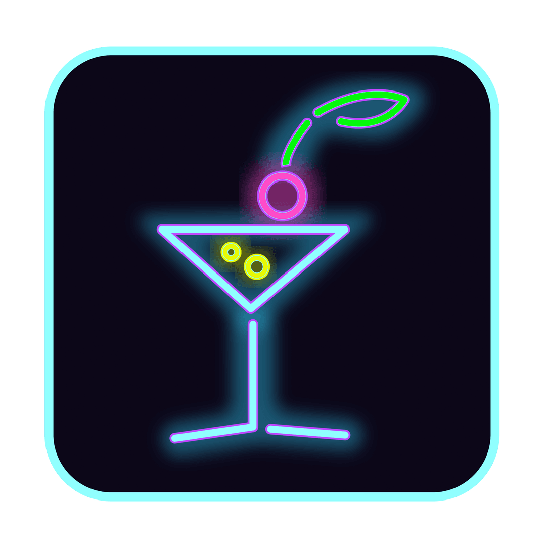 Neon Cocktail Drink Transparent Background for Party Themes