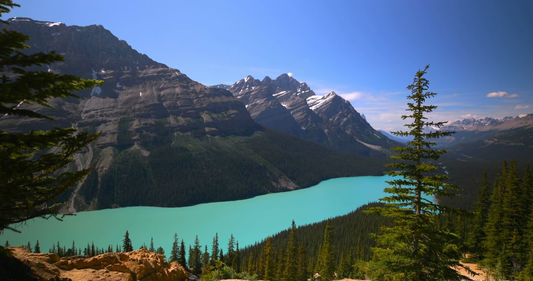 Stunning Mountain Landscape View with Turquoise Lake - Free Images, Stock Photos and Pictures on Pikwizard.com