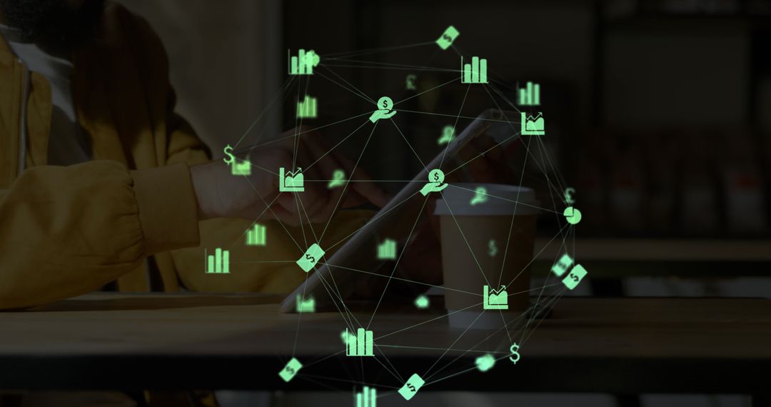 Digital Networking Concept with Floating Icons and Tablet