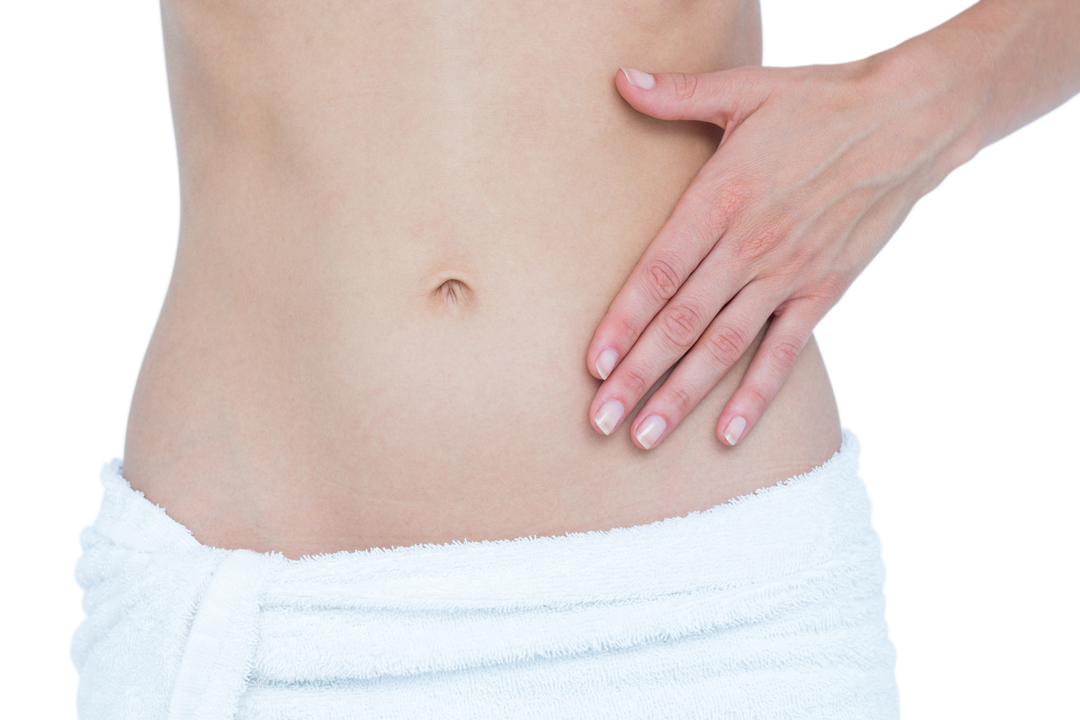 Transparent image of woman touching abdomen wrapped in white towel - Download Free Stock Images Pikwizard.com