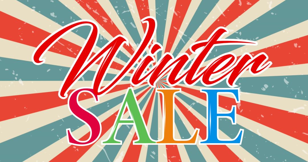 Colorful Winter Sale Banner with Retro Radial Pattern