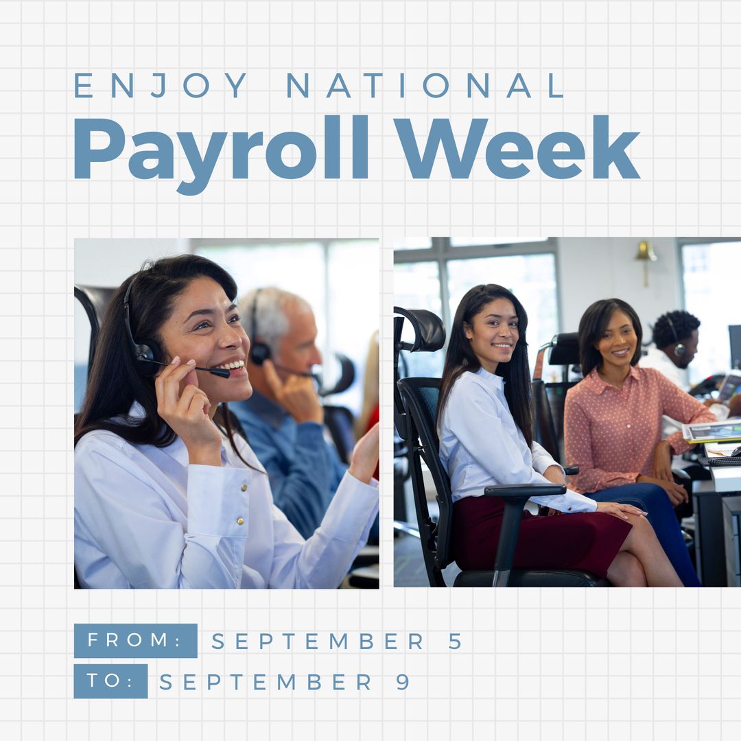 Multiracial Business Team Celebrates National Payroll Week at Office