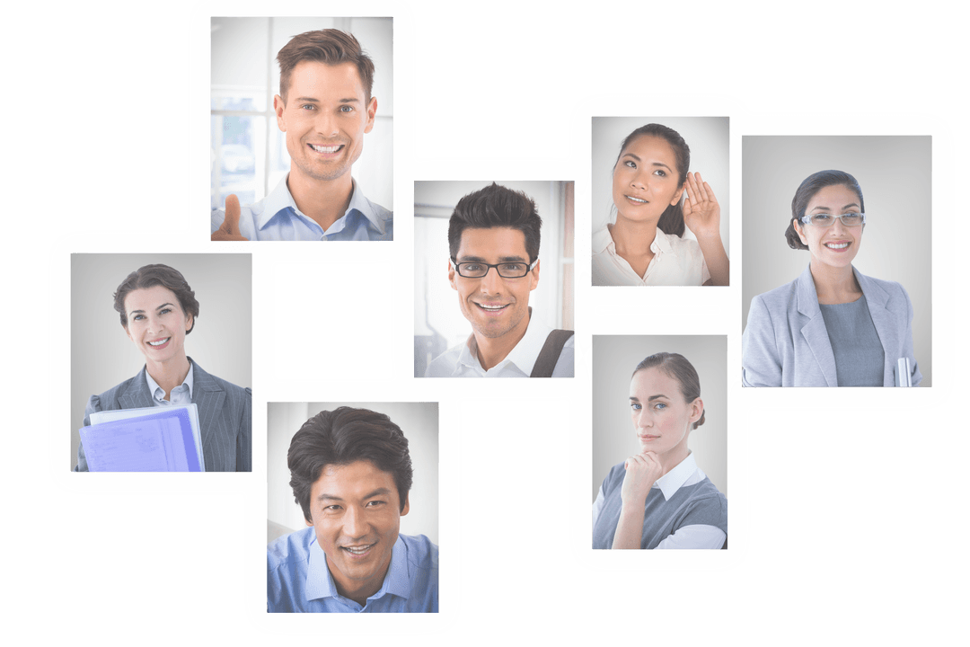 Diverse Business Professionals on Transparent Background Collage