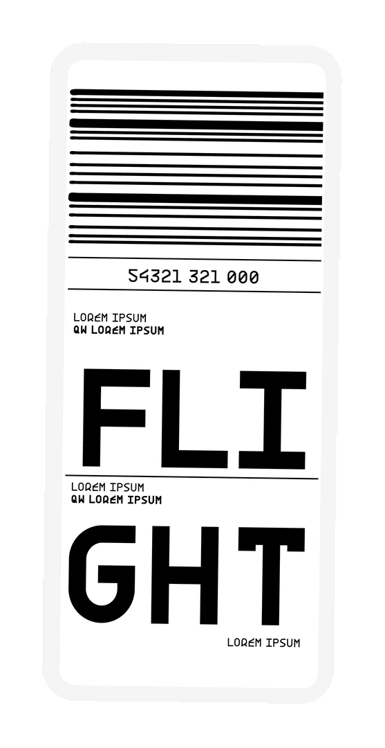 Transparent Flight Boarding Pass on Phone Mockup